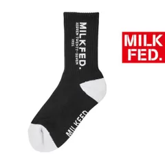 ミルクフェド 靴下 ソックス レディース MILKFED くつ下 milkfed STENCIL LOGO SOCKS ネイビー 黒 ブラック ロゴ おしゃれ 可愛い ブランド ロゴ くつした ロゴ オシャレ 履き心地 底パイル地 103261054006のサムネイル