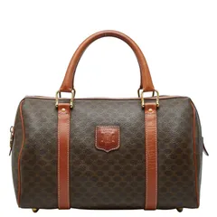 セリーヌ マカダム ミニ ボストンバッグ ブラウン PVC レザー レディース CELINE【1-0263585】