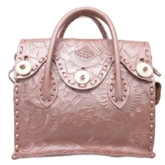 カービングトライブス グレースコンチネンタル CARVING TRIBES カービングバッグ ハンドバッグ レザー 牛革 皮革 総柄 ライトピンク IBO87