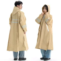 【新品】 [JOYICAR] レインコート 自転車 レインコート レディース メンズ リュック対応 軽量 快適 カッパ ポンチョ ポケット付き 2重防水 撥水 防風 ゴム袖口 レインウェア バイク 通勤 通学 (JP, アルファベット, XL, ベージュ)