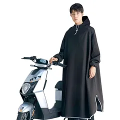【新品】 [Moerstar] レインコート レインポンチョ バイク 自転車 メンズ レディース 雨具 袖付き 透明バイザー 防水カッパ 防風 通勤 通学 アウトドア 梅雨対策 豪雨対策 耐久性 バイク用 反射材付き (ブラック) 1
