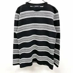 【中古】[印象B] nano BASE ナノベース Tシャツ / カットソー / プルオーバー メンズ S ブラック 黒×白 綿×ポリエステル 長袖 鹿の子系 ボーダー 丸首のサムネイル