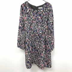 古着 インデックス index 薄手 ワンピース モザイク柄 総柄 ノースリーブ裏地付き ポリ100% M 紺×ピンク×グレー×ベージュ×黒 レディース