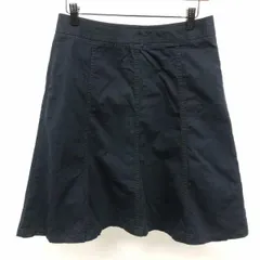 【中古】[印象B] UNITED COLORS OF BENETTON ベネトン Aラインスカート レディース 40 紺 綿×ポリウレタン 裏地無し 切り返し生地 ストレッチ 無地 ひざ丈のサムネイル