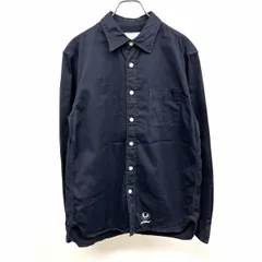 【中古】[印象AB] AVIREX U.S.A. アヴィレックス シャツ メンズ M ネイビー 紺 綿100% 裾にロゴプリント レギュラーカラー 長袖 胸ポケット ロングテールのサムネイル
