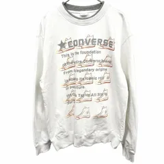 【中古】[印象B] CONVERSE コンバース スウェットシャツ / トレーナー メンズ L オフホワイト 白系×オレンジ×グレー 綿100% レイヤードネック 英字プリント 裏毛 スニーカープリント 長袖のサムネイル