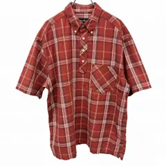 古着 Eddie Bauer プルオーバー ボタンダウンシャツ チェック 古着 オーバーサイズ 大きいサイズ 半袖 綿100% M ブラウン 茶×青×白 メンズ