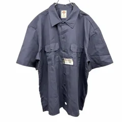 【新品】[印象N] Dickies ディッキーズ シャツ メンズ XL LL ネイビー 紺 ポリ×綿 両胸フラップポケット ボックスカット 裾にロゴパッチ 半袖のサムネイル