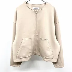 【中古】[印象A] NATURAL BEAUTY BASIC ナチュラルビューティーベーシック カットソーブルゾン / ジップジャケット レディース M ヘザーベージュ系 ポリ×レーヨンなど 裏地無し テーパードスリーブ ノーカラー 無地 長袖のサムネイル