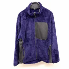【中古】[印象B] FRION フリオン ボアジャケット メンズ ネイビー×グレー系 紺 ポリ100% ロングテール ジップアップ 裏地無し サイドが若干薄手 ハイネック 長袖