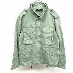 【中古】[印象B] go slow caravan ゴースローキャラバン フィールドジャケット レディース 3 緑 ラミー×コットン (苧麻×綿) ドットボタン×ジップ留め スタンドカラー 裏地無し 内ポケット無し 裾とウエストの内側に調節ゴム 若干薄手 無地のサムネイル