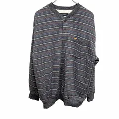 【中古】[印象A] Golden Bear ゴールデンベア ナイトウェア / カットソー メンズ M 杢グレー ポリ×綿 胸ポケット付き 裏起毛 背中の肩周りにボア裏地 ボーダー ヘンリーネック クマ 長袖のサムネイル