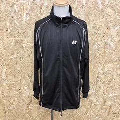 【中古】[印象AB] Russell Athletic ラッセルアスレティック メンズ L 黒×白 ポリ100% 【日本製】 トラックジャケット ジャージ ストライプ柄 ラグラン 長袖のサムネイル