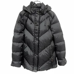 古着 クロコダイル Crocodile ダウンコート パーカー フード脱着可 無地 長袖 ポリ100%(ダウン90%+フェザー10%) L ブラック 黒 レディース