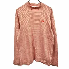 【中古】[印象AB] PARADISO パラディーゾ Tシャツ メンズ L オレンジ オレンジ×ヘザーベージュ 綿×ポリ ゴルフ ボーダー モックネック ロゴ刺繍 長袖のサムネイル