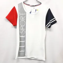 【新品/訳アリ】[印象NB] ELLE SPORT エル スポーツ Tシャツ / カットソー / スポーツシャツ レディース M 白 ポリ100% ロゴプリント Uネック 半袖のサムネイル