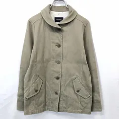 【中古】[印象A] EAST BOY イーストボーイ ジャケット レディース M 9号 グレーベージュ カーキ系 綿100% ラウンドカラー ボタン留め 裏地無し 無地 長袖のサムネイル