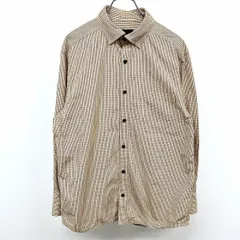 【中古】[印象AB] D'URBAN ダーバン シャツ メンズ L ブラウン 茶色 綿100% 長袖 ウィンドウペンチェック ラインチェック スナップダウンカラー 胸ポケットのサムネイル