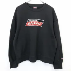 【中古】[印象B] Dickies ディッキーズ スウェットシャツ / トレーナー / カットソー レディース L ブラック 黒 裏毛 若干薄手 タオル地のロゴ 丸首 長袖のサムネイル