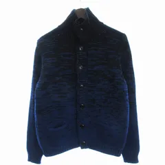 ザノーネ ZANONE カーディガン セーター 長袖 厚手 前開き 7ETJP1 ZC078 ウール 総柄 青 ブルー 46