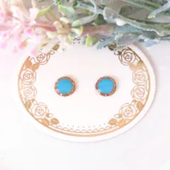 no.546　シンプル　水色の小さいピアス　デザイン丸カン　イヤリング