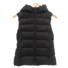 ユニクロ UNIQLO 美品 ダウンベスト S 黒 ブラック 無地 フード付き /YJ