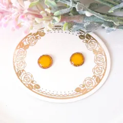no.547　シンプル　黄色の小さいピアス　デザイン丸カン　イヤリング　ハンドメイド