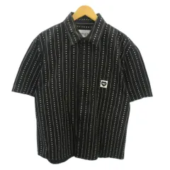 カーハート carhartt WIP 美品 S/S DREWE SHIRT ワークシャツ ハート 総柄 コットンツイル 半袖 M 黒 ブラック I034537 0311