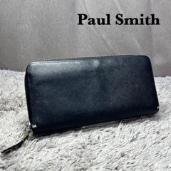 ポールスミス サフィアーノレザー ジップストローグレイン 長財布 黒