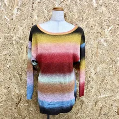 古着 エイチアンドエム H＆M ニット セーター プルオーバー グラデーションボーダー 長袖 6 マルチカラー フェアリーカラー レディース