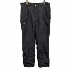 古着 ティゴラ TIGORA 中綿入り パンツ ウエストゴム 裾に調節ゴム 少しテーパード ロゴ刺繍 ジップフライ ポリ100% L ブラック 黒 メンズ