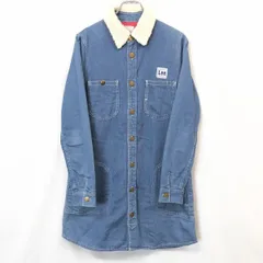 【中古】[印象B] Lee リー ワンピース / チュニック レディース M ブルー 青 綿100% シャツ 裏地付き ボアカラー ボタン留め 長袖 ロングスリーブ