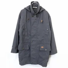 【中古】[印象AB] LANCEL ランセル コート メンズ M ネイビー系 ポリ100% 若干薄手 中綿 フード脱着可 ハイネック ジップアップ×ドットボタン 長袖のサムネイル