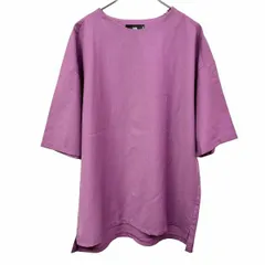 古着 ハレ HARE プルオーバーシャツ ノーカラー 左肩にファスナー 無地 5分袖 毛×ポリエステル×ポリウレタン M パープル 紫 レディース