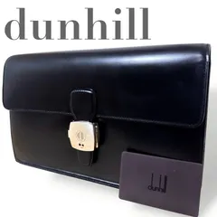 ☆★dunhill   ダンヒル★セカンドバッグ　クラッチバッグ　鍵付き　シルバー金具　カード付き　カード収納　ペン収納　ロゴ　ブラック　レザー★♯2354