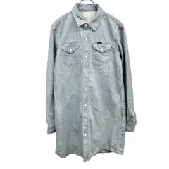 【中古】[印象AB] Lee リー デニムシャツワンピース レディース M ブルー 青 綿100% コットン マタニティ USED加工 長袖 両胸フラップポケット 猫目ボタンのサムネイル