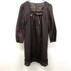 【中古】[印象AB] Karl Park Lane カールパークレーン ワンピース レディース 7号 S ブラウン(ラメ感) 茶色 ウール×ナイロン スクエアネック 裏地付き 無地 7分袖のサムネイル
