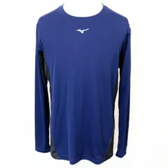 【中古】[印象AB] MIZUNO ミズノ L メンズ プラクティスシャツ スポーツシャツ 長袖Tシャツ カットソー 丸首 背中ボーダー柄 ポリエステル100% ネイビーなど