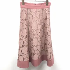 【中古】[印象A] ミッシュマッシュ MISCH MASCH 花柄レースパネルスカート Aライン フレア 裏地付き ウエストゴム 36 9号 M ベイクドピンク レディース