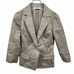 古着 ナチュラルビューティーベーシック テーラードジャケット 裏地無し 無地 7分袖 袖口スリット 綿×ポリウレタン M グレー系 レディース