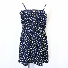 【新品】イング INGNI 薄手 花柄キャミソールワンピース 裏地付き ウエストゴム ミニ ポリエステル100% M ネイビー 紺 レディース 女性
