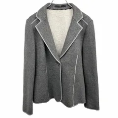 【中古】[印象A] ダックス DAKS LONDON 起毛 テーラードジャケット 裏地無し 1つボタン留め 無地 長袖 日本製 ウール×ポリ 38 メランジ グレー レディース