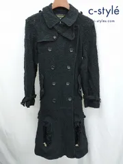 B213 [人気] COMME des GARCONS コムデギャルソン レーストレンチコート XS ブラック 日本製 ニット GP-C004 レディース | ★