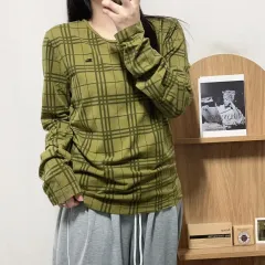 正規品 バーバリー オリーブチェック ラウンド 長袖Tシャツ M