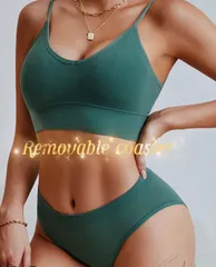 【新品】レディース 海外ストリート✨ リブ編み ブラ＆ショーツ L ノンワイヤー セット