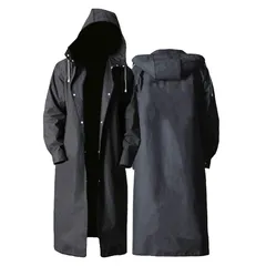 【新品】 [Happiest] カジュアル レインコート (XXLサイズ:165~185cm 男女兼用 ロング かっぱ ハイキング ポンチョ軽量 ＥＡＶ 防水 撥水加工 アウトドア 登山 遠足 (ブラック：ＸＸＬ) 1