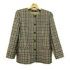 ダックス ノーカラージャケット チェック柄 ウール アウター レディース 11ARサイズ ベージュ×ブラック×ブラウン DAKS 【中古】のサムネイル