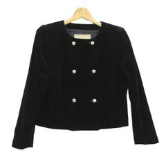 ピエールカルダン ノーカラージャケット ベロア調 ダブルボタン アウター レディース ﾌﾘｰサイズ ブラック Pierre Cardin 【中古】のサムネイル