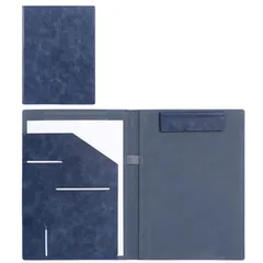 geneX レザーバインダー A4 クリップボード 2つ折り 多機能バインダー マグネット 会議パッド クリップファイル ファイルボード 収納 PU (ブルー) [ブルー]
