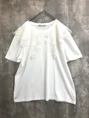 美品 ZARA ザラ コットン レース 襟 カラー 半袖 Tシャツ カットソー sizeM/白 ■◆ レディース